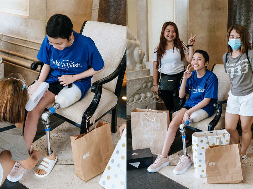 Collage of wish kid receiving wish of shoes to run and dance in from Make A Wish Philippines