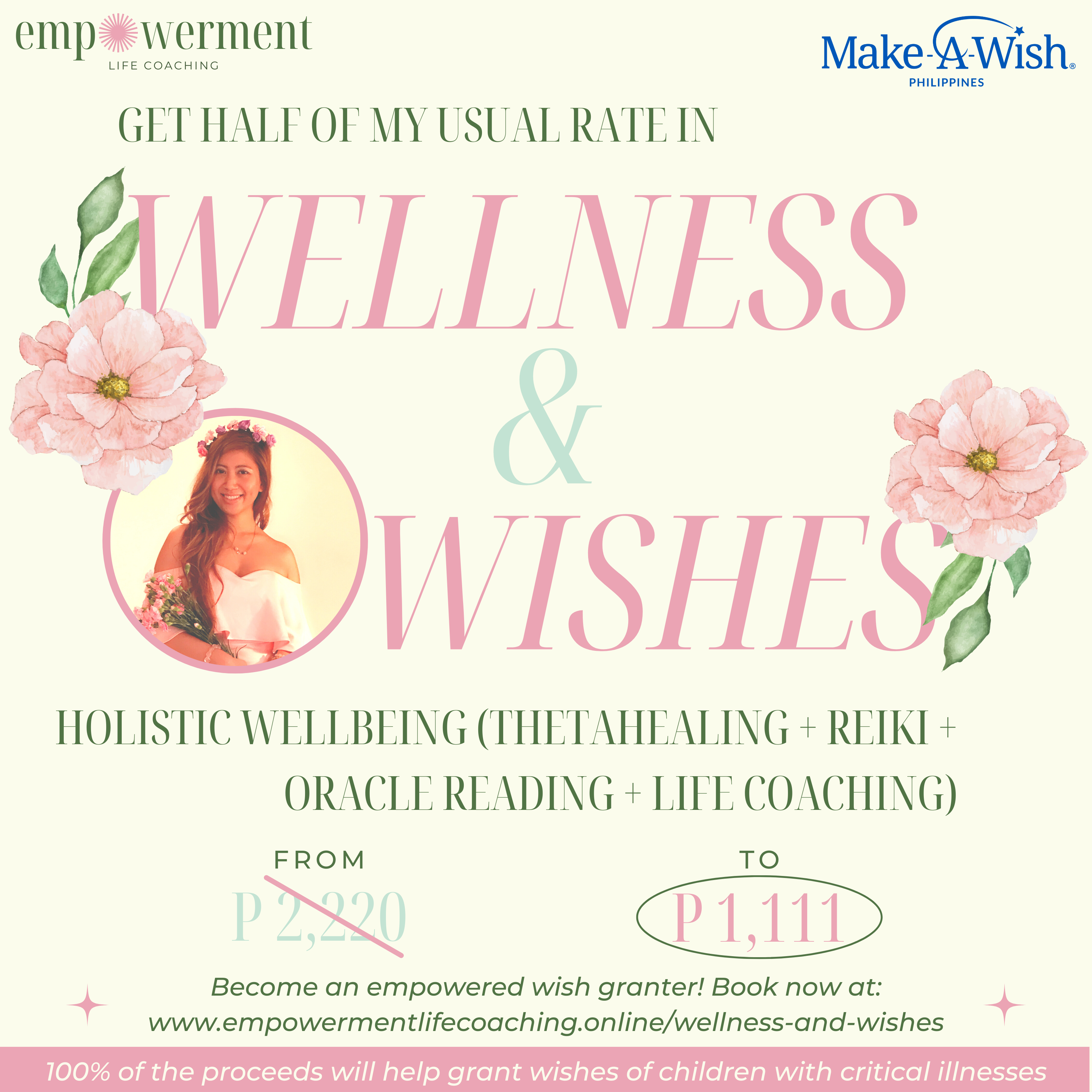 Poster for Wellness and Wishes hosted by healers to raise funds for Make-A-Wish Philippines